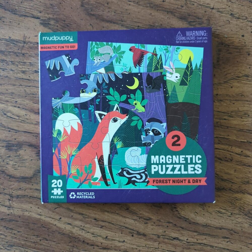 MudPuppy Magnetic Puzzle (Forest Night & Day) 2 Puzzles in 1